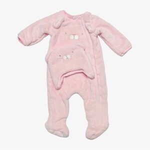 (NWOT) Absorba Pink Plush Baby Snowsuit Footie with Hat - Baby Girl 3 - 6 Months